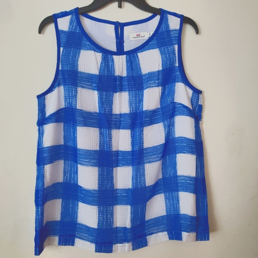 Vineyard Vines Painted Gingham Print Top